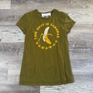 Harajuku Lovers Banana Graphic Tee Olive Green Y2K Baby Tee Vintage Medium